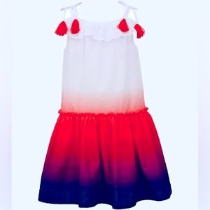 NEW Dillards Bonnie Jean Aleah Dress Dip Dyed Tie Tassel Straps Size 7